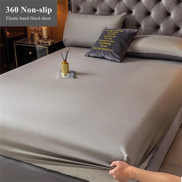 100% bumbac cearșaf de pat moale și groasă Husă de saltea Lenjerie de pat reglabilă Husă de protecție Husă de cuvertură de pat de culoare solidă Fără pernă