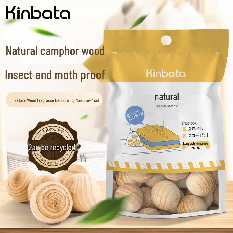 KINBATA Natural Camphor Wood Moth Repellent Balls