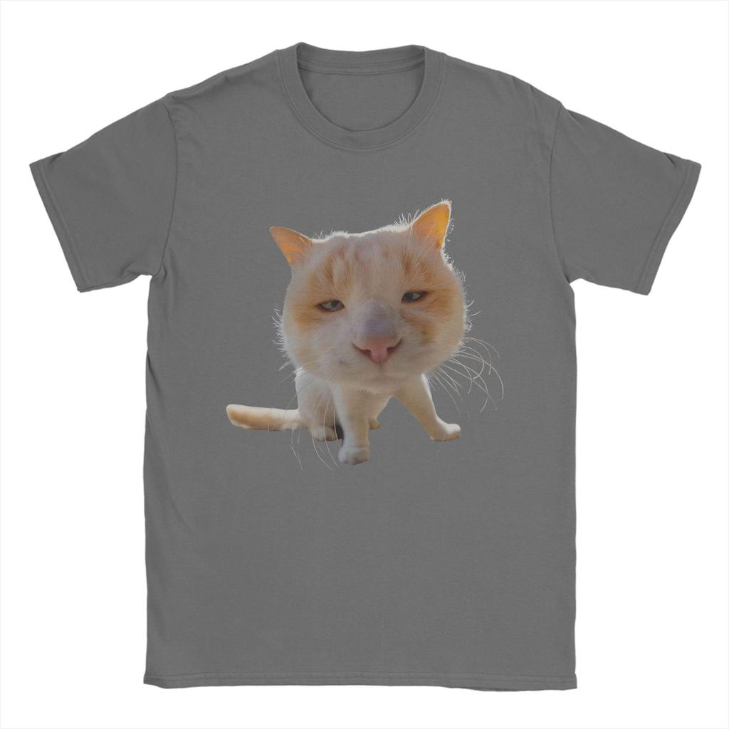 Men's Silly Cat Meme Funny Cat Face Mood T-Shirts  Tees Summer Short-Sleeved T-Shirt Crew Neck Hip Hop Design Tshirt Plus Size