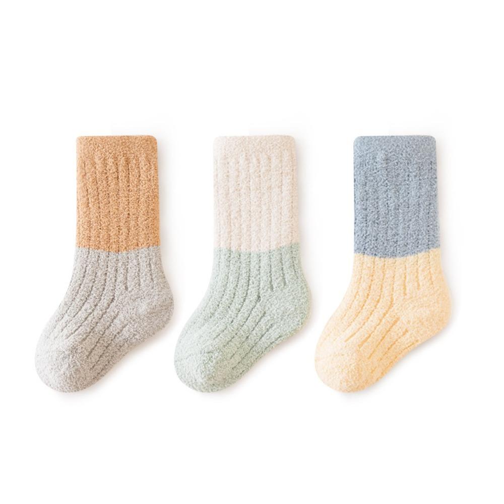 3Pairs Thermal Footwear Mid Tube Sock Loose Mouth Warm Baby Socks Soft Coral Velvet Socks Children