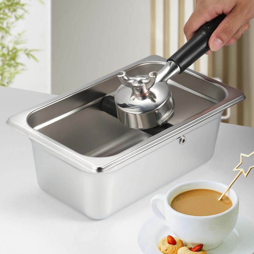 Large Coffee Knock Box Stainless Steel Espresso Knockbox Large Capacity for Coffee Grounds Barista Must-have Accessories