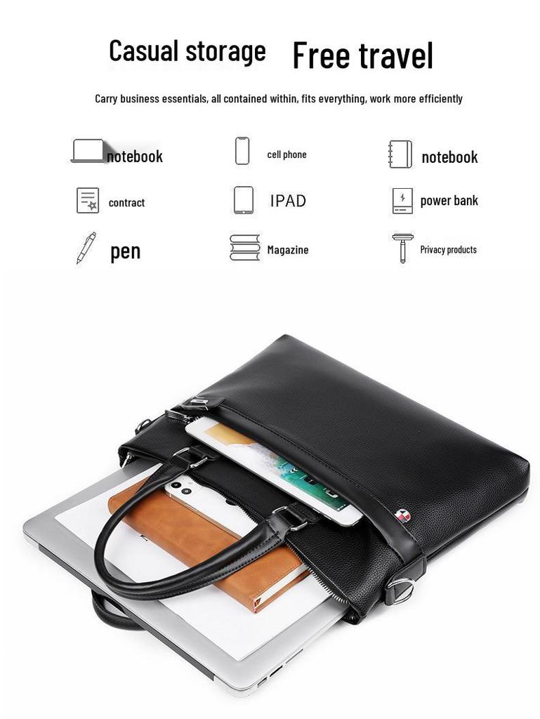 Men's Wear-Resistant Leather Laptop Briefcase - Large Capacity Crossbody/Shoulder Bag