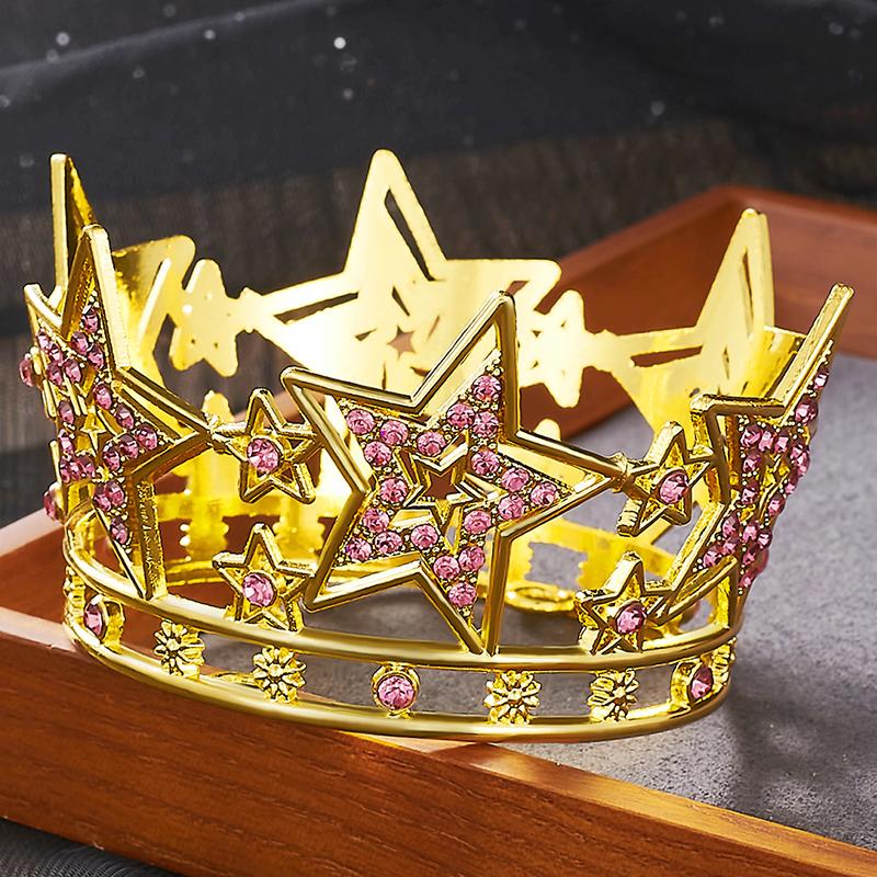 Luxury Star Tiaras Rhinestone Crown for Birthday Cake Topper Decoration Headwear Small Diadem Gift Accessories