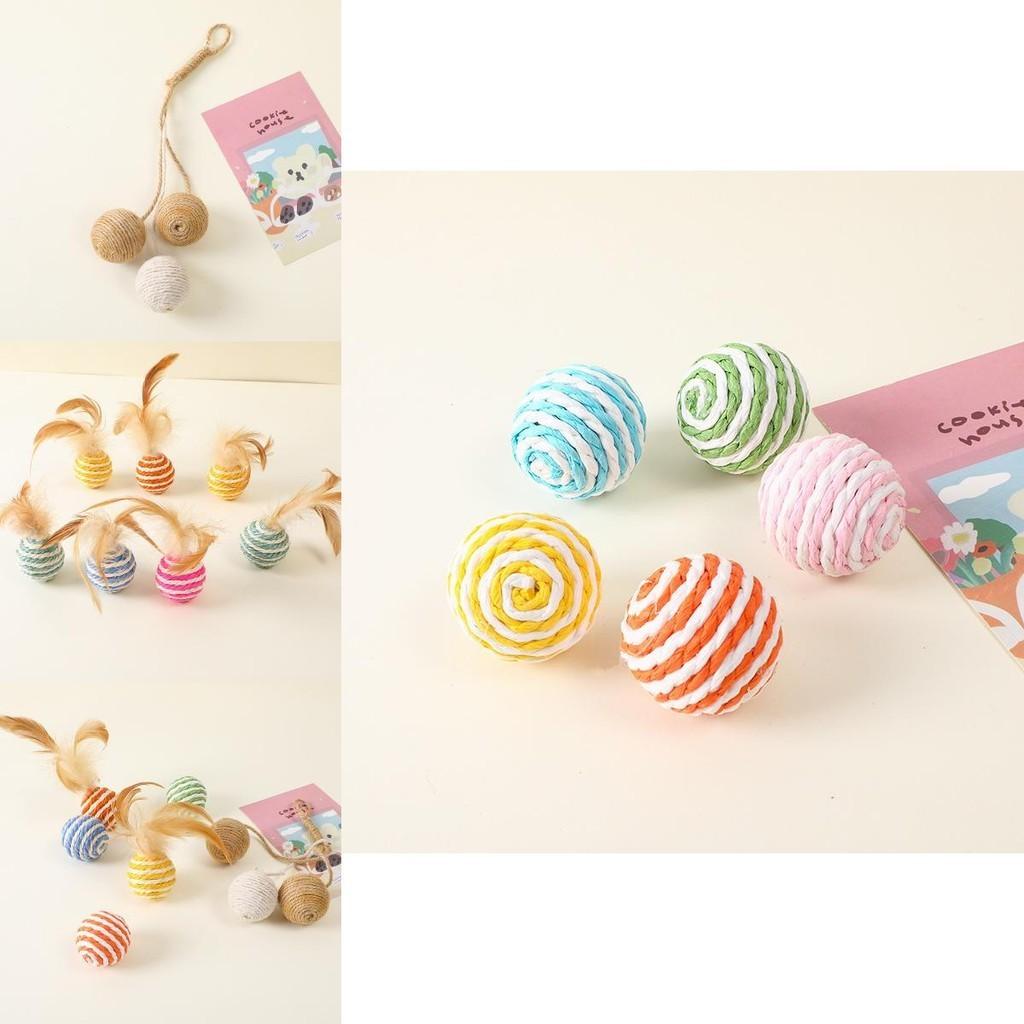 Interactive Cat Toy Durable Woven Hemp Ball For Chewing And Biting Feathered Pet Supplies