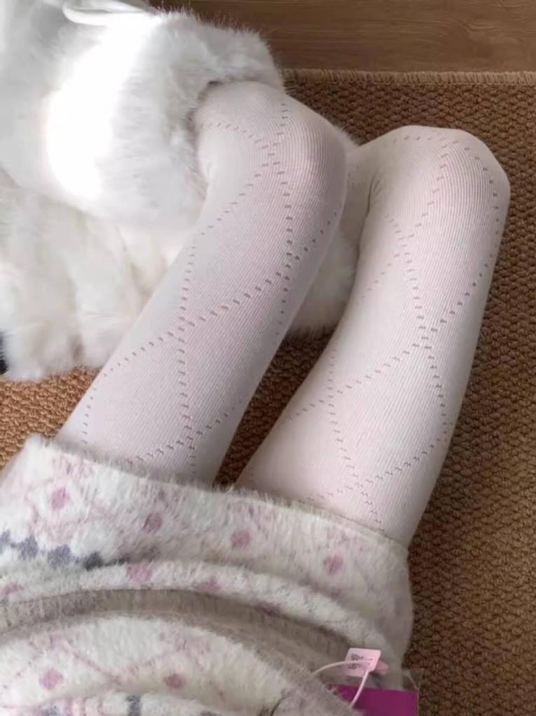 Diamond Mesh White Pantyhose - Slim, Sweet, Japanese JK Style for Spring & Autumn