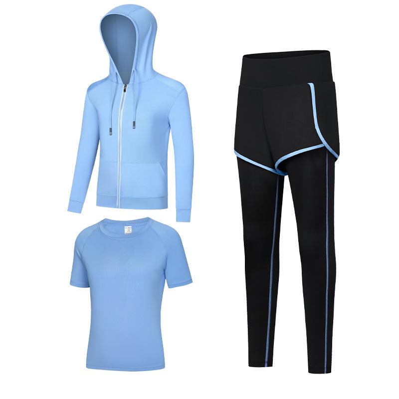 Kids' Quick-Dry Long Sleeve Hooded Yoga Set for Girls - Medium & Large Sizes, Autumn/Winter