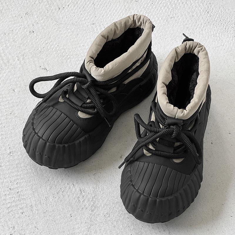 Snow Boots, New Winter Velvet and Velvet Warm Cotton Shoes, Dissolving Soles, Platform Casual Bread Shoes