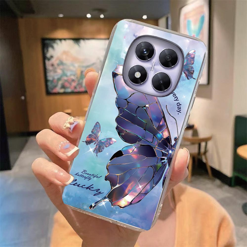 Blauw Luipaardprint Artistiek Marmeren Telefoonhoesje Voor Xiaomi Redmi Note 15 Pro 5G Transparant Helder Voor Redmi 15C 15 4G Zachte Cover