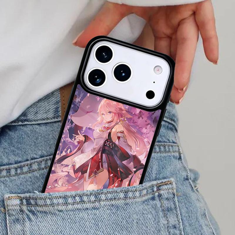 Genshin Impact Yae Miko Phone Case for iPhone 16e 15 14 13 12 17 Pro Max Plus Air 17pro Cover Coque