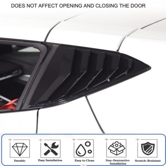 Gloss Black Rear Quarter Window louver Trim Cover Fits for Corvette C8 -25