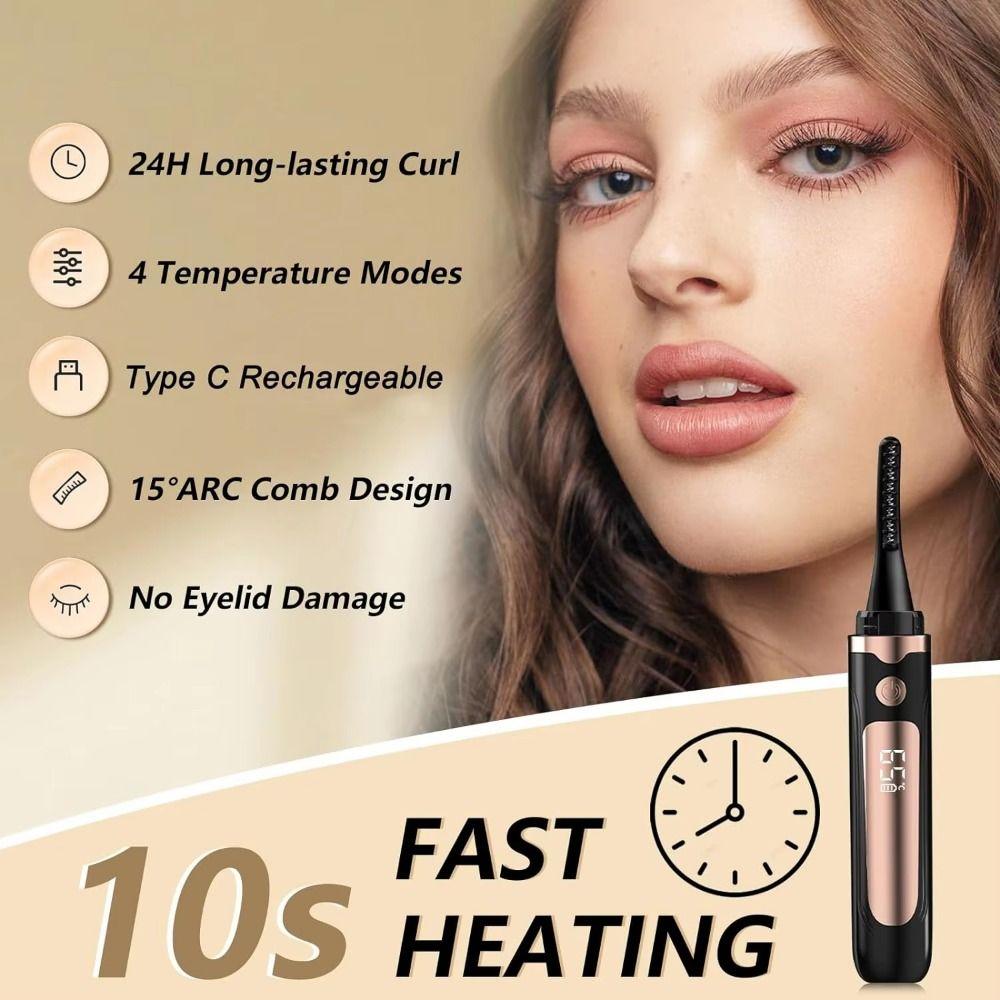 Long Lasting Electric Heated Eyelash Curler Quick Heating Eyelash Clip  Makeup Tool