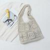 Women Shoulder Bag Wide Straps Large Capacity Solid Color Handbag Commuting Style Decorative Knitting Shoulder Bag