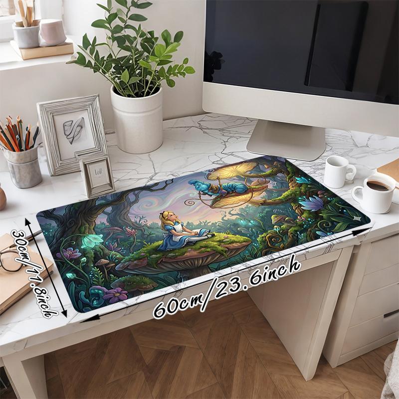 1Pc Alice Wonderland Gaming Mouse Pad Keyboard Desk Mat Non-slip Rubber Lock Edge Waterproof Computer Mousepad for Office Home Decor Y1203