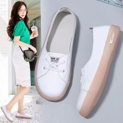 Scarpe basse bianche in morbida pelle da donna, autunnali, nuove, versatili, a suola piatta, suola morbida, casual, sportive, antiscivolo, a taglio basso, scarpe singole