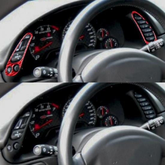 Red Carbon Fiber Car Dashboard Sid Button Cover For Chevrolet Corvette C5 98-04