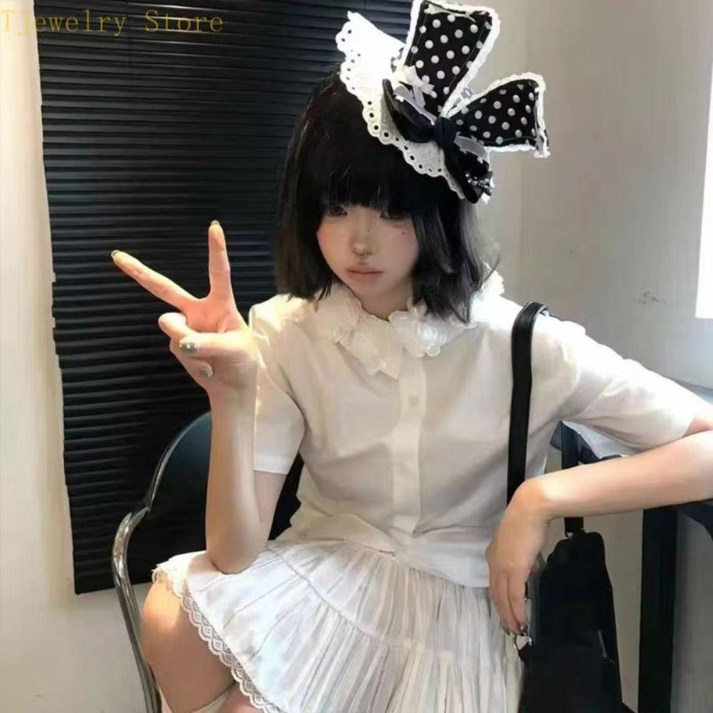 Lightweight Bow Polka Dot Hat Hairpin Nonslip Design Hair Accessory for Women Girls