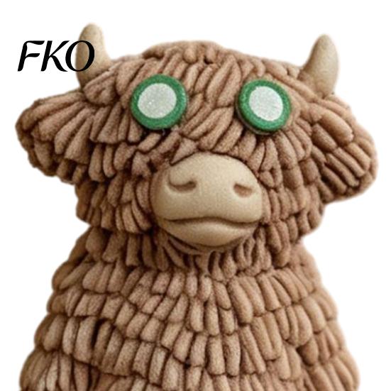Window Display Props Highland Cow Figurine with Bathrobe, Resin Ornament, Cute Cartoon Animal Gift for Lovers Statue Home Desk Shelf Decor &