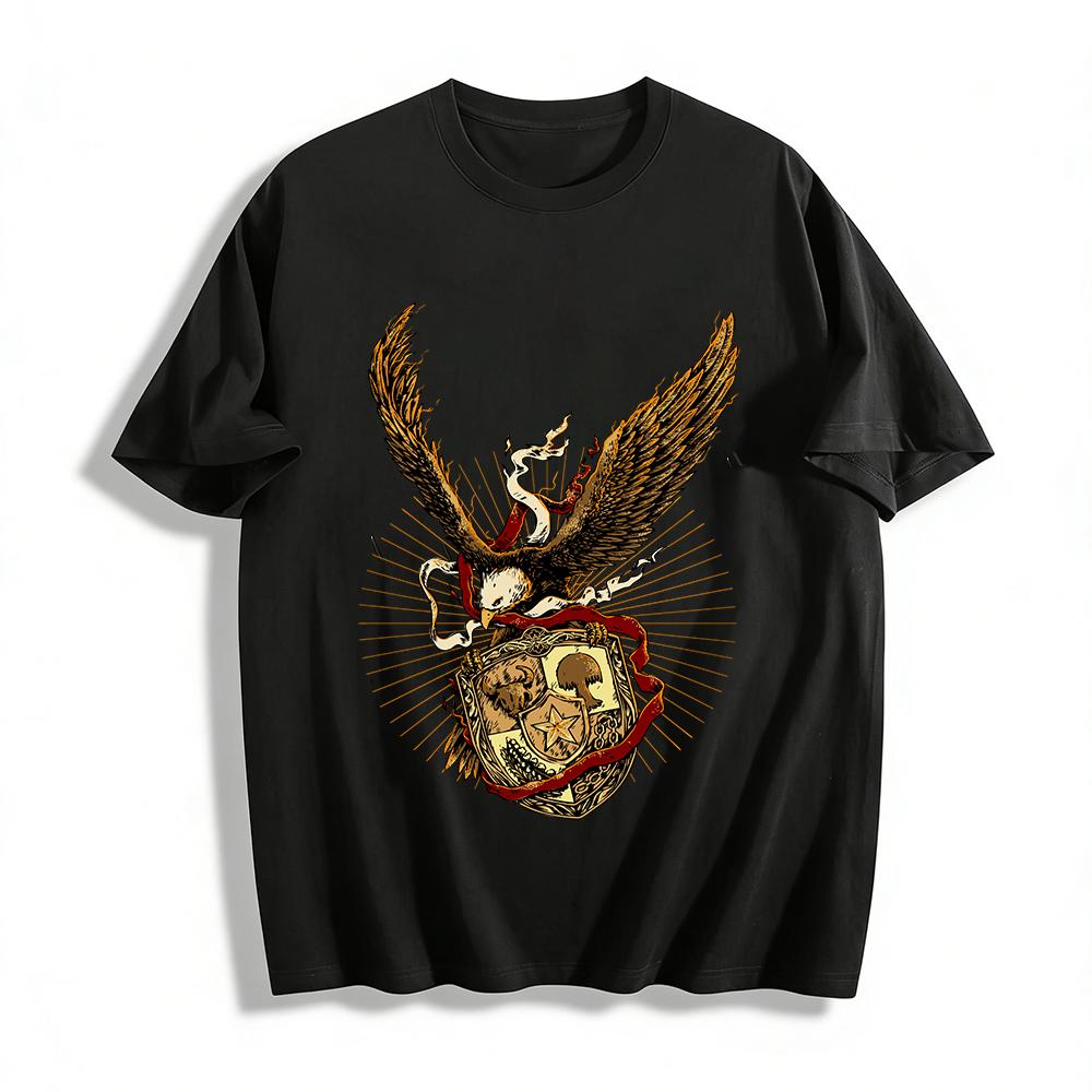 

Vintage American Bald Eagle Emblem Print Tee Street Style Casual Top Pure cotton T-shirt 6XL