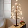 Wall-Mounted Revolution Christmas Tree with LED USB Lights, Glowing Ornament, Nordic Style, Natural Decoration (Blossom, 90cm/M Size)