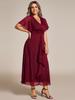 Ever-Pretty Women's Plus Size Shimmer Short Sleeve A-Line Midi Wedding Guest Dress with Ruffled Hem