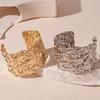 Geometric Metallic Irregular Wrinkled Open Bangle: High-End European and American Women's Jewelry