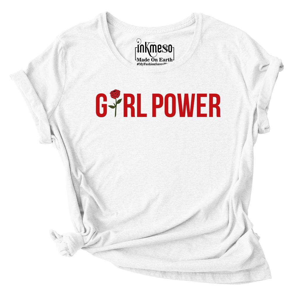 Inkmeso Women's Tshirt  Girl Power  Quote Graphic Printed Tee Top