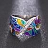 Huitan Colorful Enamel Rings for Women Unique Design Cocktail Rings Party Fancy Birthday Gift Special-interested Female