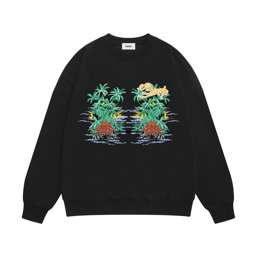 RHUDE Herren Lockerer Baumwoll-Hoodie mit Buchstabenprint - Europäischer & Amerikanischer Trend
