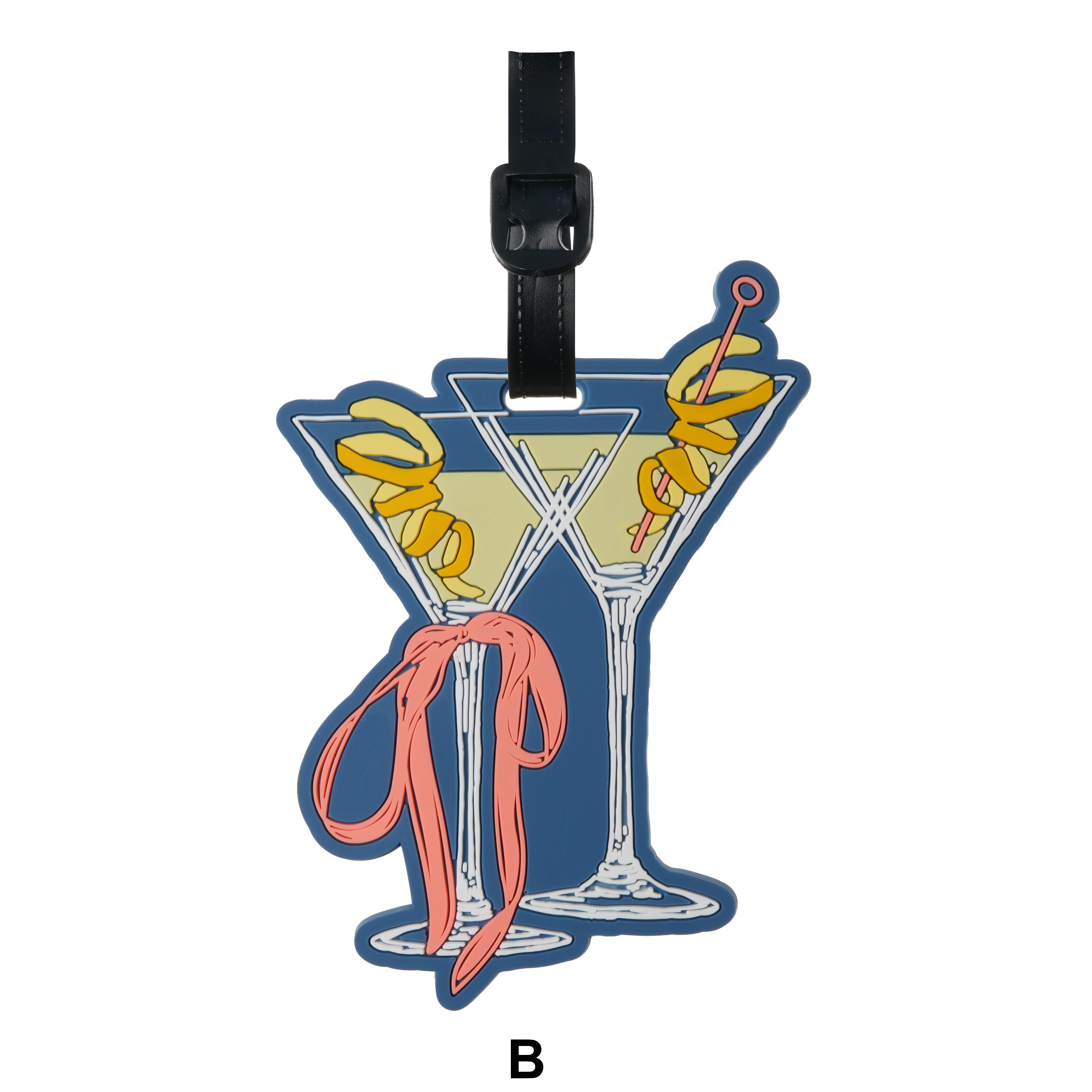 

Cocktail Cup Shaped Luggage Tag, Ribbon Bow PVC Soft Rubber Material, Suitable for Different Styles of Luggage