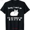 Sorry I Can T Go M an Indoor Cat Japanese Funny Shirt for Dad Mom Dau Vintage Washed Versatile Comfortable Designer Clothes