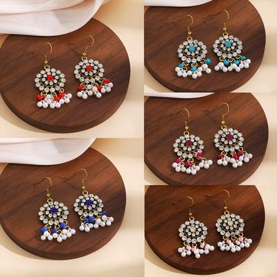 Retro Ethnic Style Colored Fringed Earrings For Women, Bohemian Light Luxury High-End Fashion Temperament Earrings