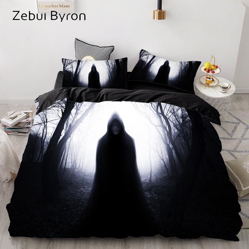 3D Print Bedding Set Custom/Europe/USA Queen/King,Duvet Cover Set,Quilt/Blanket Cover Set Halloween Black Forest,drop Ship