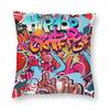 Graffiti Hip Hop Square Pillowcase Polyester Linen Velvet Pattern Zip Decor Throw Pillow Case Sofa Seater Cushion Cover 45X45