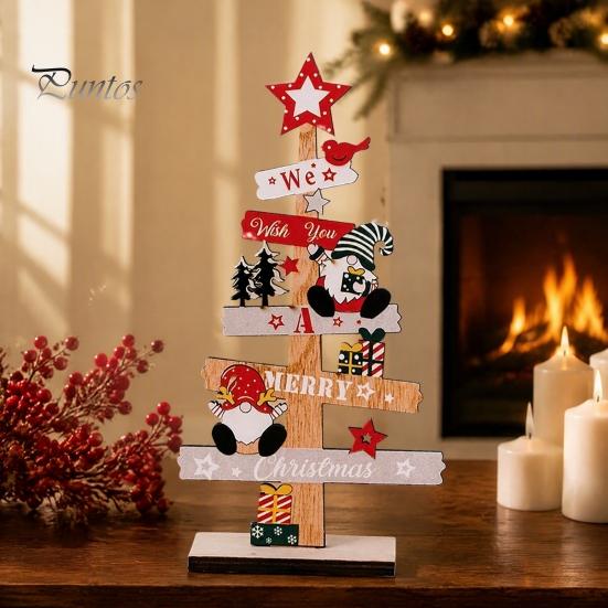 Charming Xmas Tabletop Ornaments Christmas Tree Ornament, Wooden Letter Sign Decorative Small Festive Accents for Office Compact Stable Party Supplies