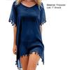 Swimsuit Cover Up Solid Color Loose Bikini Dress See-through Tassel for Holiday