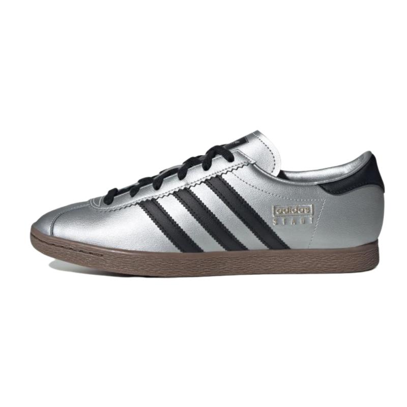 Adidas Stadt Silver Metallic Black Unisex Sneakers Core-Black Gum JR9563