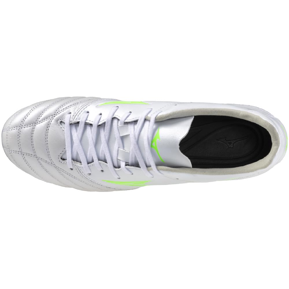 Mizuno Футбольные бутсы Monarcida NEO 3 WIDE PRO для клуба, супербелый перламутр x неоновый, 3E, активности, футбол, широкие, легкие, зеленые, 26.0 см,