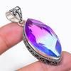 Natural Bi-Color Tourmaline Gemstone 925 Sterling Silver Pendant 2.36" AP-14325
