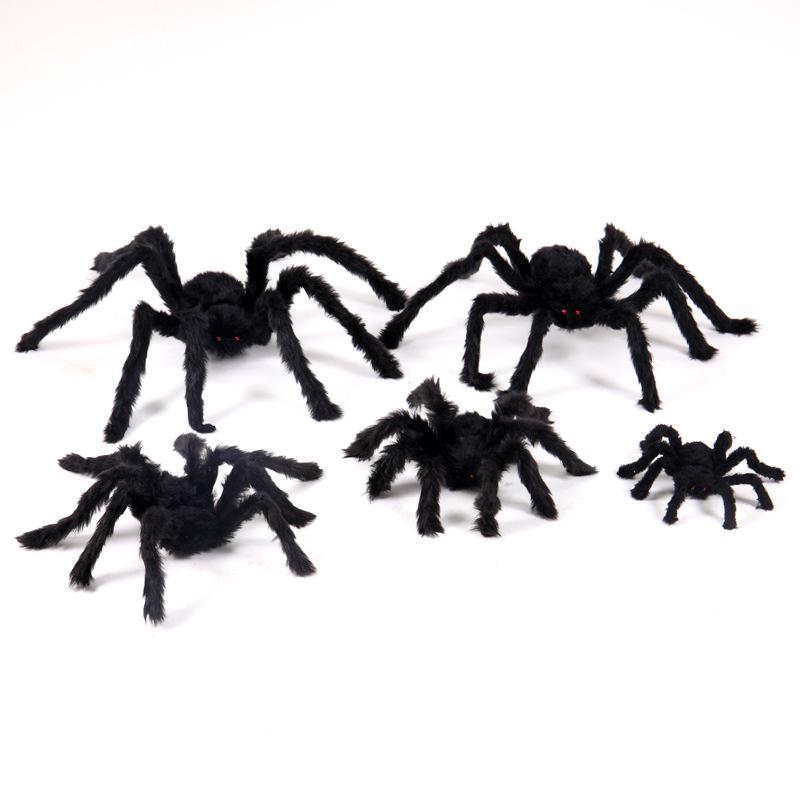 Black Plush Spider Decorations for Halloween Parties and Pranks