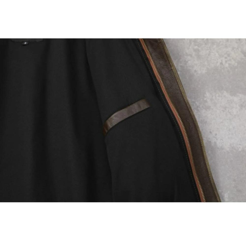 Chinese Size Classic Air Force A2 Flight Jacket Edged Army Green Genuine Cow Leather Jacket Men Pilot Coat Autumn Jaquetas Masculina De Couro