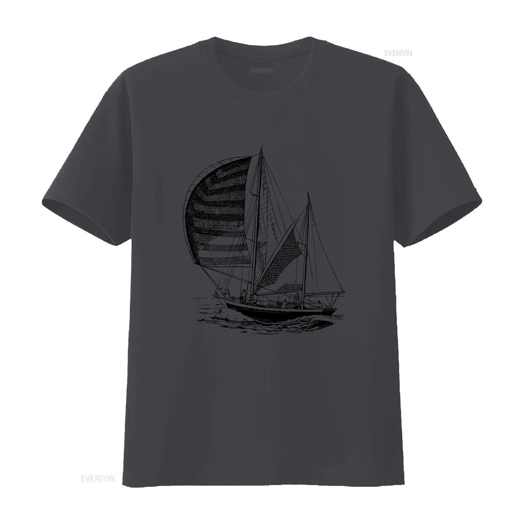 Sailboat Under Sail T Shirt for Men and Women Sailing Boat Print Nautical Yachting Design Sailor Yachtman Style Available In