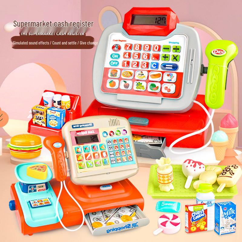 Kids' Interactive Play Supermarket Cash Register with Scanner, Computer, Sound & Light Effects - Perfect Gift for Girls