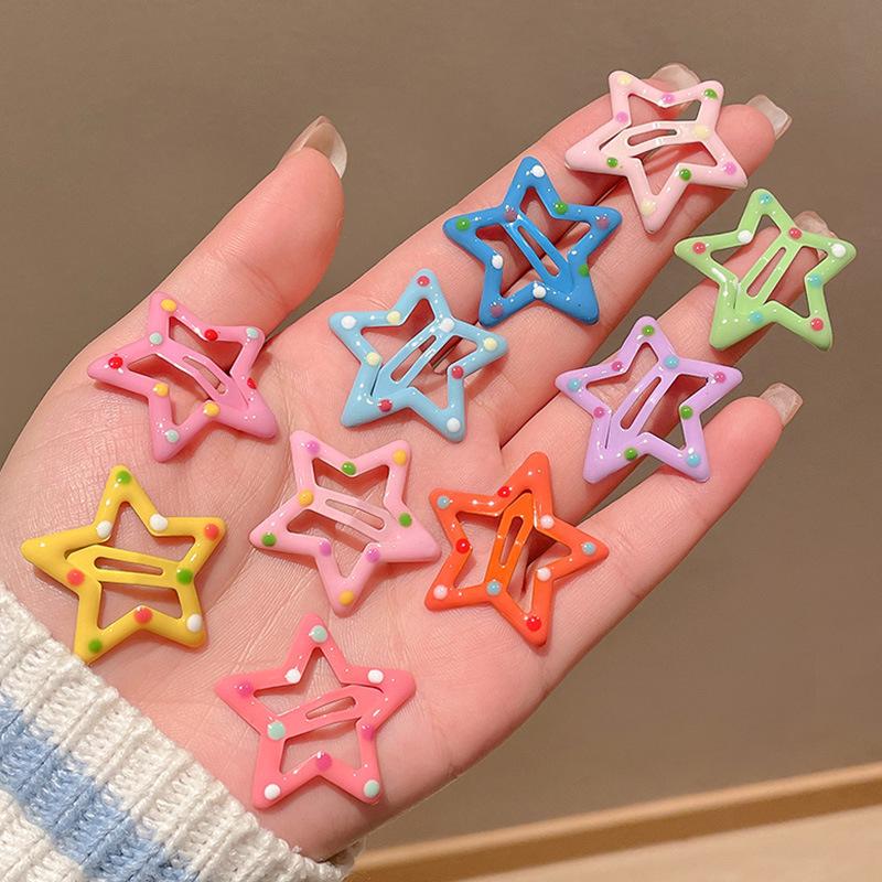 Y2K Dopamine Color Pentagram Small Hair Clip for Women & Kids - Cute Bangs & Side Hair Accessory