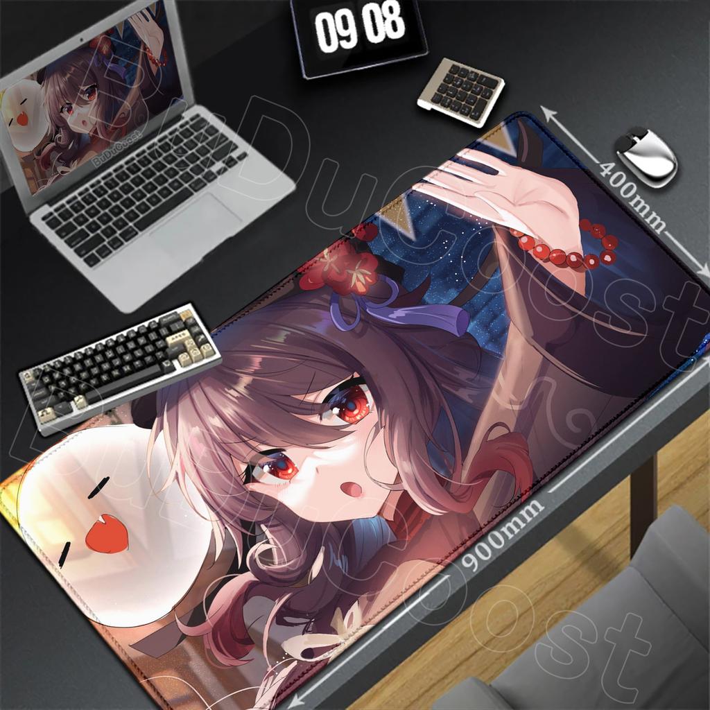 HD Genshin Impact Hu Tao Game Mousepad PC Gaming Accessories Laptop Pad Non-Slip Rubber Soft Edge locking XXL Large Keyboard Mat