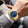 Watch Men Stainless Steel Calendar Gold 3ATM Water Resistant Luminous Analog Display Simple Fashion Quartz Watch Men Fashion Accessory - Birthday