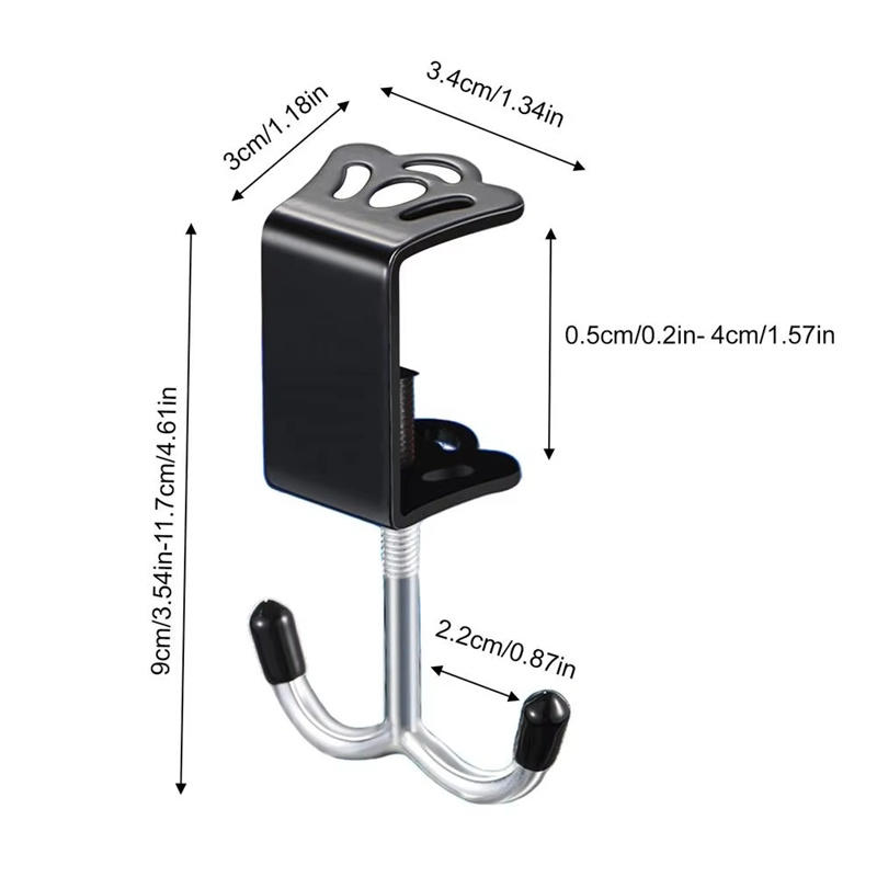 Removable Student Bag Hook No-Drill Strong Adhesive Hanger for Desk Side Portable Desktop Bag Holder for School Supplies