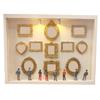 Światło LED DIY Mini Muzeum Pudełko z Sylwetką Miniaturowa Ramka na Zdjęcia Biurkowa 8 Mini Figurek Zestaw do Prezentacji Wspomnień Złote Ramki Ramka na Zdjęcia
