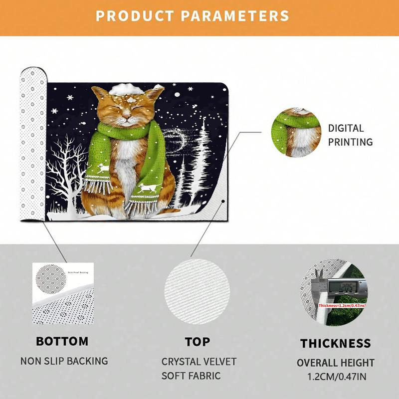 1 szt. Maty kuchenne przeciw zmęczeniu, Wodoodporna, antypoślizgowa, gruba, amortyzowana mata kuchenna z nadrukiem świątecznego kota, Wytrzymała, komfortowa mata do stania do kuchni