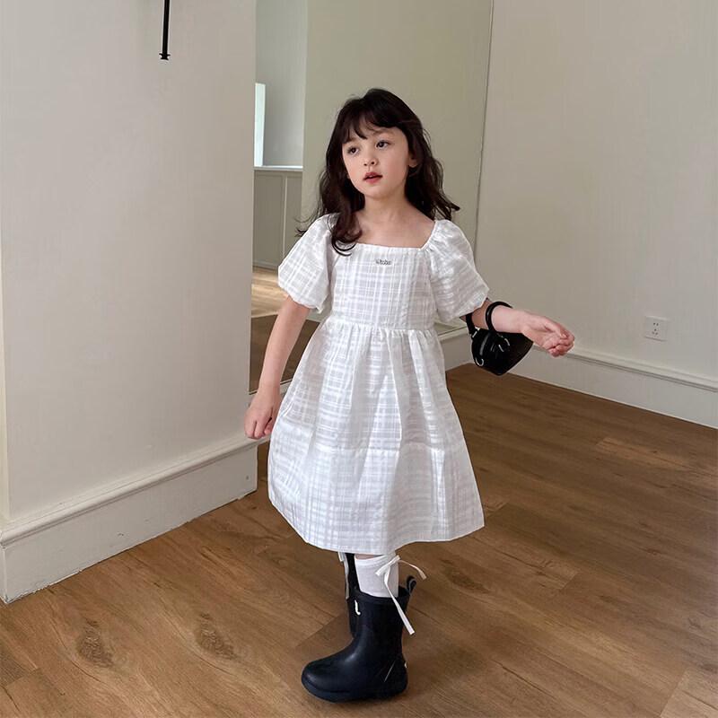 SEVEN BOBI Girls  Korean Style Puff-Sleeve Princess Dress 120 cm