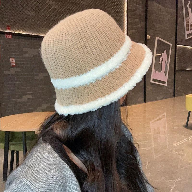 

Temperament women Knitted Bucket Hat Breathable Basin Cap Solid Color Hollow Out Woven Fisherman Hat Vacation Soft Fabric Hat, Headwear Accessory